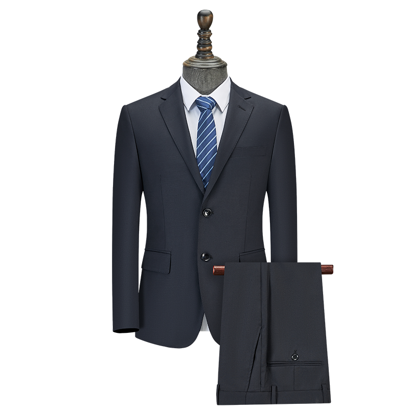 2-Piece Moderate Fit Men’s 50% Wool Business Suit Set, Wrinkle Resistant Formal Blazer & Matching Trousers for Office Uniform Wedding