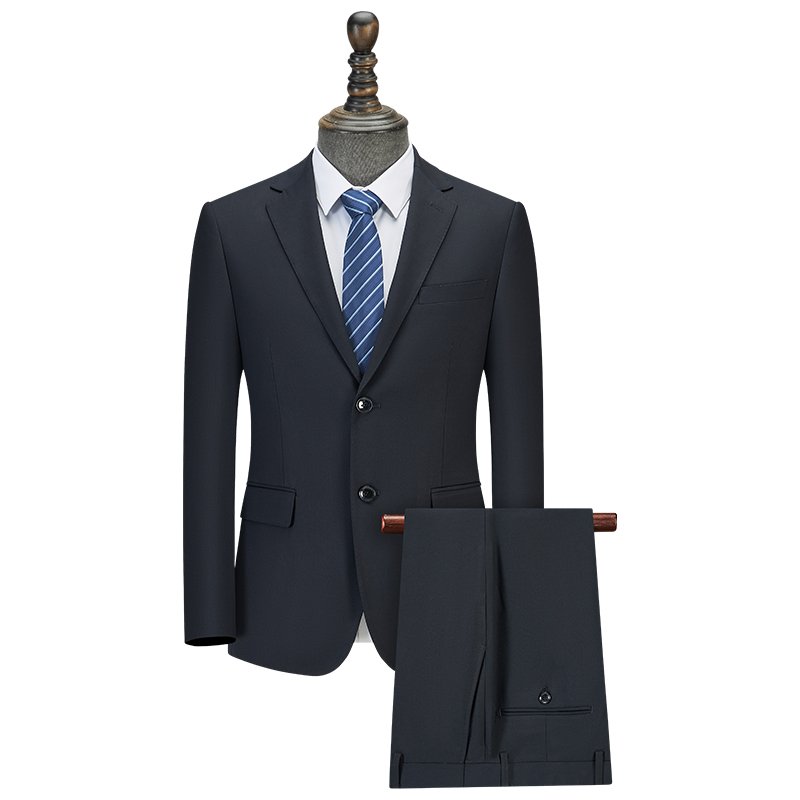 3-Piece Moderate Fit Men’s Business Suit Set, 3 Colors Navy Pinstripe, Solid Black & Solid Navy Wrinkle Resistant Blazer Waistcoat Trousers Formal Wedding Office Uniform Suit
