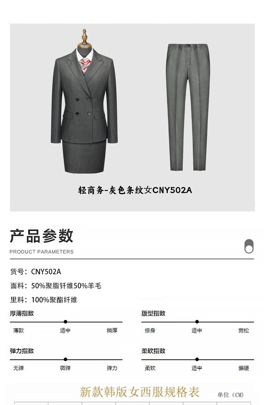 Fabric thickness elasticity softness parameter table