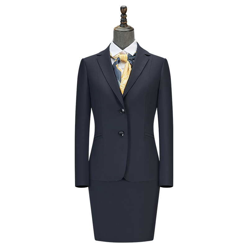 Women Two Button Wool Blend Business Suit Set (Blazer + Pencil Skirt + Elastic Waist Trousers) - 图片 2