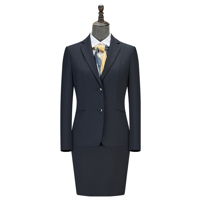 Navy Pinstripe 100% Wool Women's 3 Piece Suit | Blazer Waistcoat Skirt Formal Business Work Suit